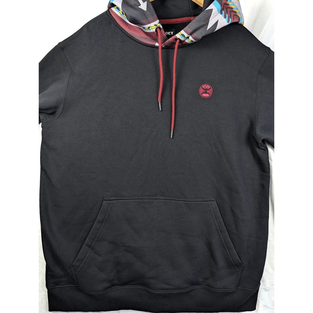 Hooey Hoodie Large Black Aztec Western Ranch Cowboy Pullover Southwestern - Picture 4 of 15